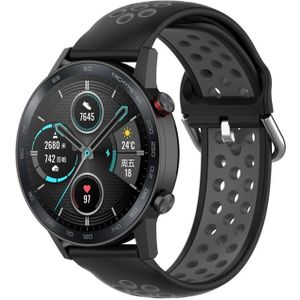 Voor Huawei Honor Magic Watch 2 46mm 22mm Clasp Twee Kleuren Sport Polsband Watchband (Zwart + Grijs)