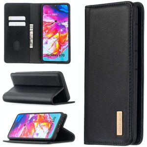 Voor Samsung Galaxy A70 2 in 1 Afneembare Magnetische Horizontale Flip Originele lederen behuizing met Holder & Card Slots & Wallet(Zwart)