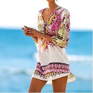 Chiffon Snake Texture Print Badpak Cover-up  Grootte: L (Rood )