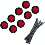 8 PCS Truck Trailer Red LED 2 inch Round Side Marker Clearance Tail Light Kits met Heat Shrink Tube