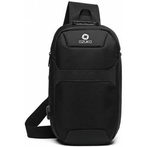 Ozuko 9270 Mannen Outdoor Anti-Theft Chest Bag Multifunctionele Waterdichte Messenger Bag met externe USB-oplaadpoort (Zwart)