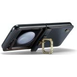 Voor Samsung Galaxy Z Flip5 CaseMe 003 PU + PC Zakelijke stijl Crazy Horse textuur Ring lederen telefoonhoes met lanyard