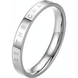 3 PCS Fashion Simple Narrow BE THECHANGE Ring Electroplated 18k Titanium Steel Couple Ring  Size: 10 US Size(Silver)