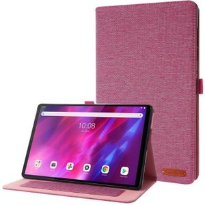 Voor Lenovo Tab K10 stof textuur horizontale flip TPU lederen tas met houder (rode wijn)