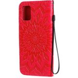 Voor Galaxy A71 Sun Print Horizontale Flip Beschermhoes met Houder & Card Slots & Wallet(Red)