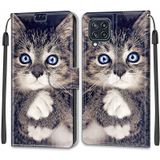 Voltage Coloured Drawing Magnetic Clasp Horizontal Flip PU Leather Case with Holder & Card Slots For Samsung Galaxy M32 4G / F22(C02 Fork Hand White Claw Cat)