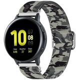 20mm voor Samsung Galaxy Watch Active2 / Actieve verstelbare elastische afdrukken vervangende horlogeband (camouflage grijs)