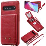 Voor Galaxy S10 5G Vertical Flip Shockproof Leather Protective Case met Long Rope  Support Card Slots & Bracket & Photo Holder & Wallet Function(Red)