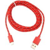 Geweven Nylon stijl USB Data Transfer / laad Kabel voor iPhone 6 / 6S & 6 Plus / 6S Plus / iPhone 5 & 5S & 5C, Lengte: 3 meter (rood)
