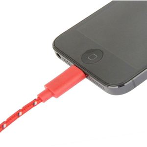 Geweven Nylon stijl USB Data Transfer / laad Kabel voor iPhone 6 / 6S & 6 Plus / 6S Plus / iPhone 5 & 5S & 5C, Lengte: 3 meter (rood)
