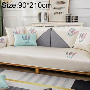 Veer patroon zomer ijs zijde antislip volledige dekking sofa cover  maat: 90x210cm (romig wit)