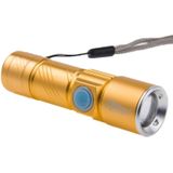 Wit licht intrekbare zaklamp  Cree Q5 LED 3-Mode met Lanyard(Gold)