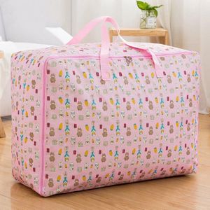 Oxford Doek Quilt Moisture-Proof & Waterdichte opbergtas Rits Draagbare Moving Bagage Bag  Specificatie: 60x50x25cm (Pink Rabbit)