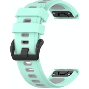 Voor Garmin Fenix 7S 20mm tweekleurige siliconen jack horlogeband (groen grijs)