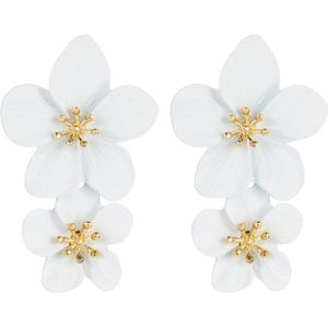 2 PCS Ladies Fashion Geometrische bloemen oorbellen (Wit)