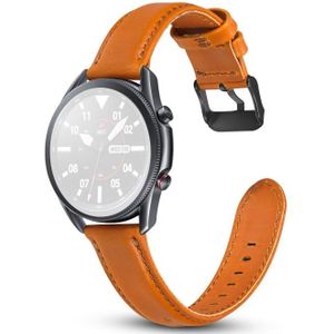 Voor Samsung Galaxy Watch 3 45mm Flat Texture Lederen vervangingsband (Oranje)