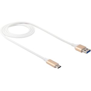 1m ronde draad USB 3.1 Type-c met USB 3.0 Data / Kabel van de Lader  Voor Samsung Galaxy S8 & S8 PLUS / LG G6 / Huawei P10 & P10 Plus / Xiaomi Mi 6 & Max 2 nl andere Smartphones ((wit) + Goud)