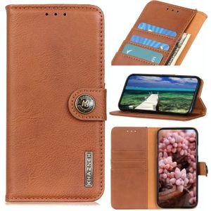 Voor Google Pixel 6A Khazneh Cowhide Texture Flip Leather Telefoon Case (Brown)