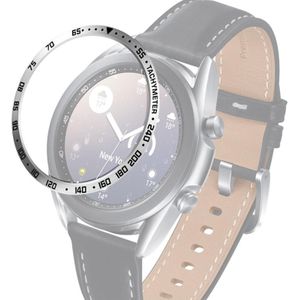 Voor Samsung Galaxy Watch 3 41mm Smart Watch Steel Bezel Ring  E-versie (Silver Ring Black Letter)