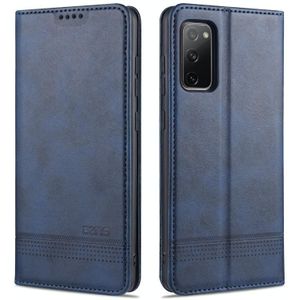 Voor Samsung Galaxy S20 FE AZNS Magnetic Calf Texture Horizontale Flip Lederen case met kaartslots & portemonnee (donkerblauw)