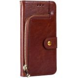 Zipper Bag PU + TPU Horizontale Flip Lederen Case met Houder & Card Slot & Wallet & Lanyard voor iPhone 6 Plus / 6s Plus Plus (Brown)