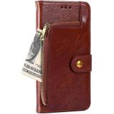 Zipper Bag PU + TPU Horizontale Flip Lederen Case met Houder & Card Slot & Wallet & Lanyard voor iPhone 6 Plus / 6s Plus Plus (Brown)