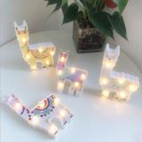 LED geschilderd lantaarn Alpaca nachtlampje vakantie decoratie kamer poseren stijl licht (witte tong)