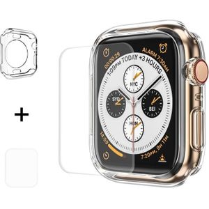 ENKAY Hat-Prins 2 in 1 TPU semi-geklede beschermende Shell + 3D volledig scherm PET gebogen warmte buigen HD Screen Protector voor Apple Watch serie 4 40 mm