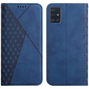 For Samsung Galaxy A71 5G Diamond Pattern Splicing Skin Feel Magnetic Horizontal Flip Leather Case with Card Slots & Holder & Wallet(Blue)