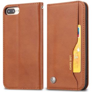 Knead huidtextuur horizontaal Flip lederen case voor iPhone 6 plus/7 plus/8 plus  met foto frame & houder & kaartsleuven & portemonnee (bruin)
