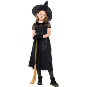 Zwart Gaas Kleine Heks Kostuum  Halloween Cosplay Heksenkostuum (Kleur: Zwart Maat: S)