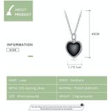 S925 Sterling Zilver Zwart Hart Vrouwen Nacklace Sieraden