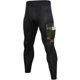 Camouflage Pocket Training Running Fast Dry High Elastic Sports Casual Tights (Kleur: Zwart Camouflage Green Size:M)