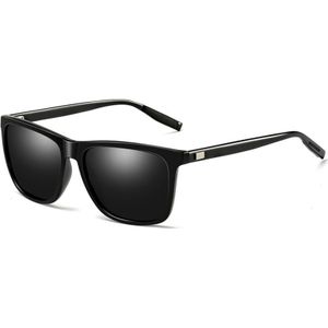 Mannen Retro Fashion Aluminium Magnesium Frame UV400 gepolariseerde zonnebril (zwart + grijs)