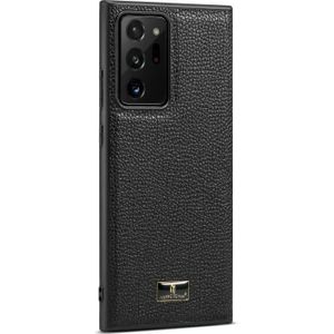 Voor Samsung Galaxy Note20 Ultra Fierre Shann Lederen Textuur Telefoon Back Cover Case (Lychee Black)
