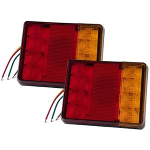 2 PCS Trailer / Truck D-type Square Shape 8LEDs Achterlicht met kentekenverlichtingsset