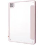 Vervorming transparante acryl horizontale flip pu lederen tas met multi-vouwen houder & slaap / wake-up functie & pen slot voor ipad pro 11.0 2021/2020/2018 (ROSE goud)