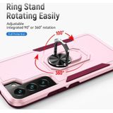 Voor Samsung Galaxy S22 + 5G Pioneer Armor Heavy Duty PC + TPU Houder Phone Case (Pink)