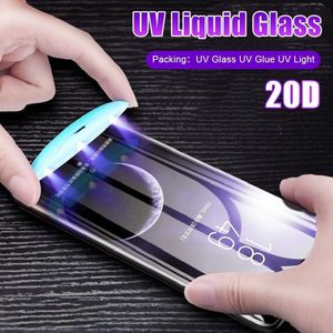 Voor Galaxy S20+ UV-vloeistof gebogen volledige lijm full screen gehard glas film