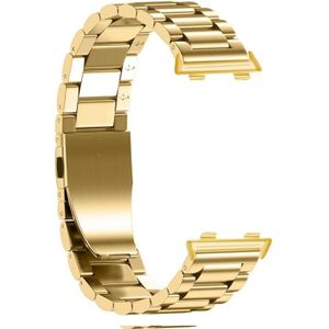 Voor Oppo Horloge 41mm Three-Beads Steel Replacement Strap Watchband (Gold)