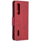 Voor OPPO Find X2 Pro Retro Lambskin Texture Pure Color Horizontale Flip PU Lederen Case voor iPhone 11  met Holder & Card Slots & Wallet & Lanyard(Red)