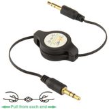 Goud geplateerde 3 5 mm Jack AUX intrekbare kabel voor iPhone / iPod / MP3 speler / mobiele telefoons / andere apparaten met een standaard 3.5mm hoofdtelefoonhefboom  lengte: 11cm (kan worden uitgebreid tot 80cm)  Black(Black)