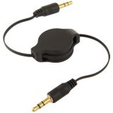 Goud geplateerde 3 5 mm Jack AUX intrekbare kabel voor iPhone / iPod / MP3 speler / mobiele telefoons / andere apparaten met een standaard 3.5mm hoofdtelefoonhefboom  lengte: 11cm (kan worden uitgebreid tot 80cm)  Black(Black)