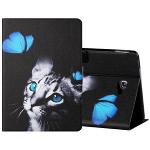 Voor Samsung Galaxy Tab A 10.1 T580/T585 (2016) Gekleurde tekening horizontale flip lederen hoes met houder & kaartslots & slaap / wake-upfunctie(Butterfly Cat)