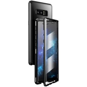 Voor Samsung Galaxy Note 8 Magnetic Metal Frame Dubbelzijdige Tempered Glass Case (Zwart)