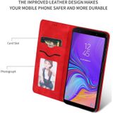 Retro huid voelen Business magnetische horizontale Flip lederen case voor Samsung Galaxy A7 2018 (rood)