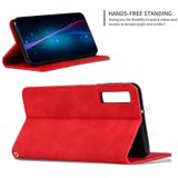 Retro huid voelen Business magnetische horizontale Flip lederen case voor Samsung Galaxy A7 2018 (rood)