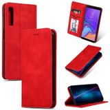 Retro huid voelen Business magnetische horizontale Flip lederen case voor Samsung Galaxy A7 2018 (rood)