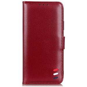 Voor Samsung Galaxy A71 5G 3-kleuren Pearl Texture Magnetic Buckle Horizontale Flip PU Lederen case met kaartslots & portemonnee & houder(Wijn rood)