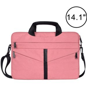 14 1 inch ademende slijtagebestendige Fashion Business schouder handheld rits laptoptas met schouderriem (roze)